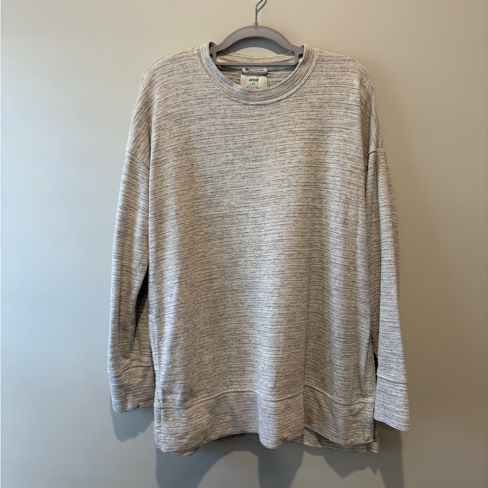 Aerie Womens Tunic Sweater Gray Marled Long Sleeve Side Slits S Cotton Blend